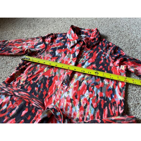 Cabi Abstract Watercolor Jersey Knit Shirt Dress Style 374 Tie Waist Small - Picture 3 of 6